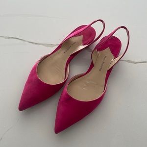 Paul Andrew Rhea Pink Suede Slingback Flats